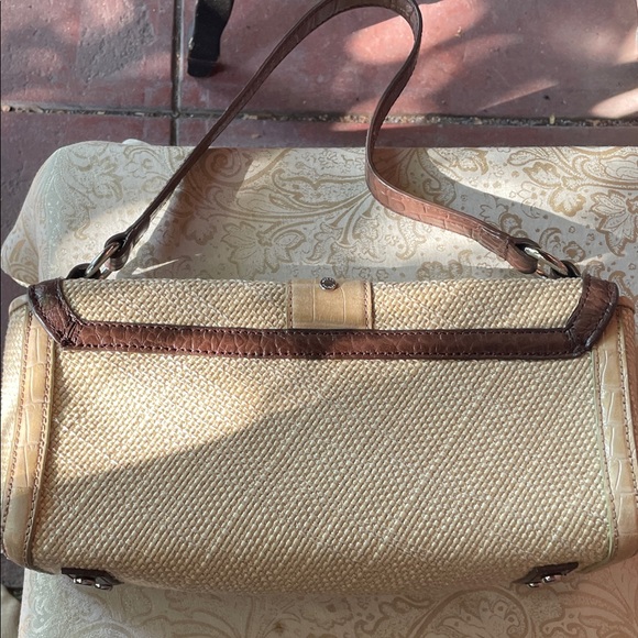 ANTONIO MELANI Woven Straw Brown and Tan Shoulder Bag - Picture 4 of 9